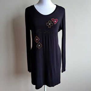 VDP Women's Italian Poker Black Dress with Crystals Size 42 / S